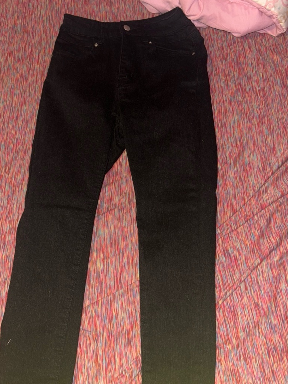 SHEIN Black Corduroy Straight-Leg Pants